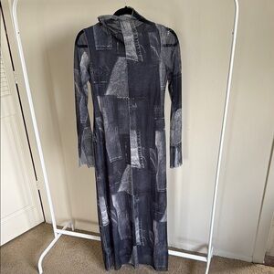 Elegant Black and Gray Patchwork Dress